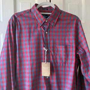 J. Crew Men's Performance Red & Blue Button-Down Shirt